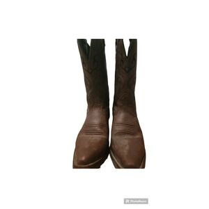 Justin Western Boots Brown Leather Pointed Toe Pull On‎ Boots 4D #2459